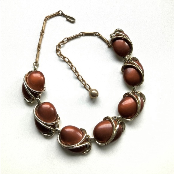 VTG Mid Century Chocolate Bronze Thermoset Choker - Picture 4 of 5